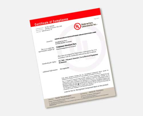 Certificat UL 746 C (E257055)