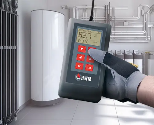 Measuring device for heating water